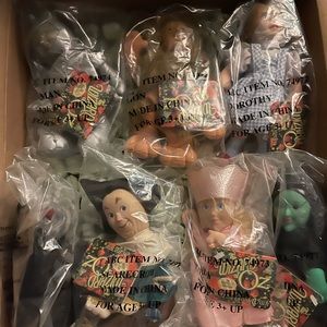 7 Wizard of Oz Doll Merry-o Collection Dorothy Scarecrow Witch Lion Tin Man 1998